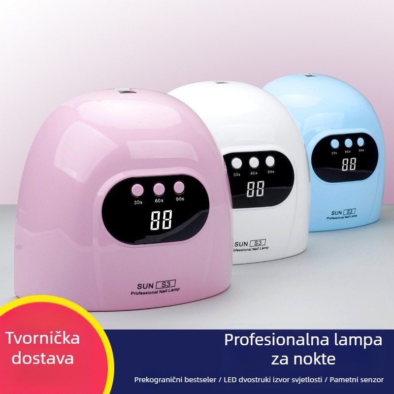 LED lampica za manikuru s dvostrukim izvorom svjetla i fototerapijom, inteligentni senzor, USB punjiva sušilica za nokte