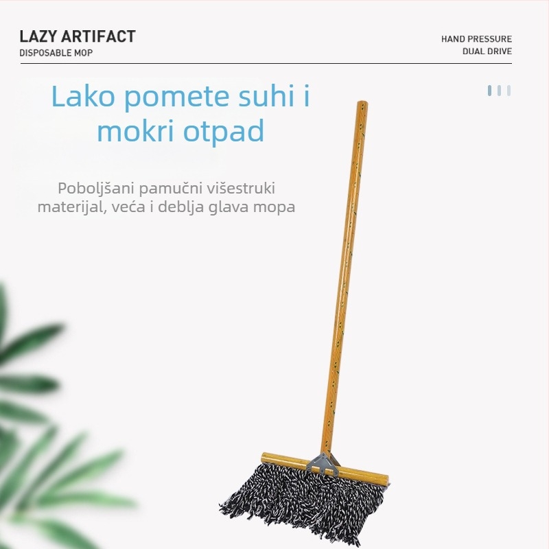 Kućni drveni mop s upijajućim vlaknima, klasičan drveni držač, više veličina, podržava masovnu prilagodbu