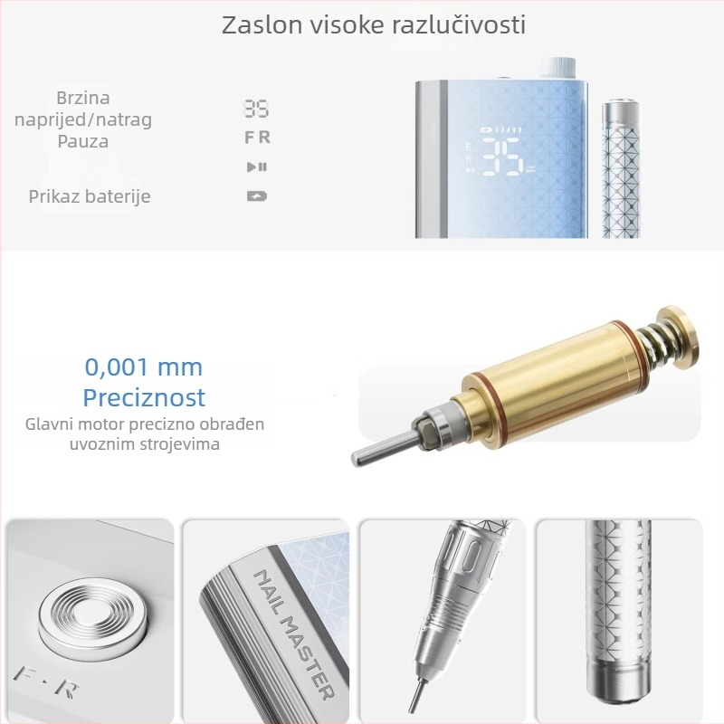Prijenosna bušilica za nokte, 35 000 rpm, za profesionalno uklanjanje laka, dugotrajna baterija, salonska kvaliteta