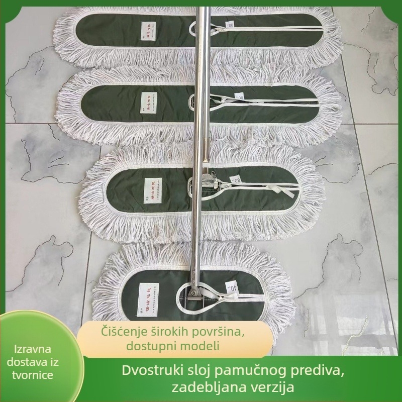 Ploški mop za prašinu velikog formata, industrijski mop s dvostrukim slojem pamukovog vlakna