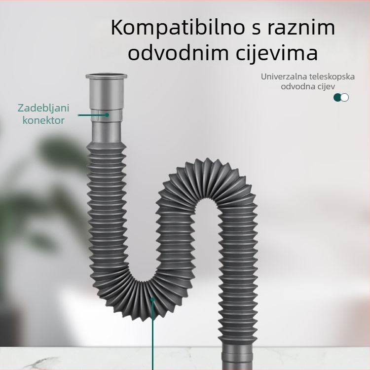 Proširiva S-oblik odvodna cijev za umivaonik – otporna na miris, ABS