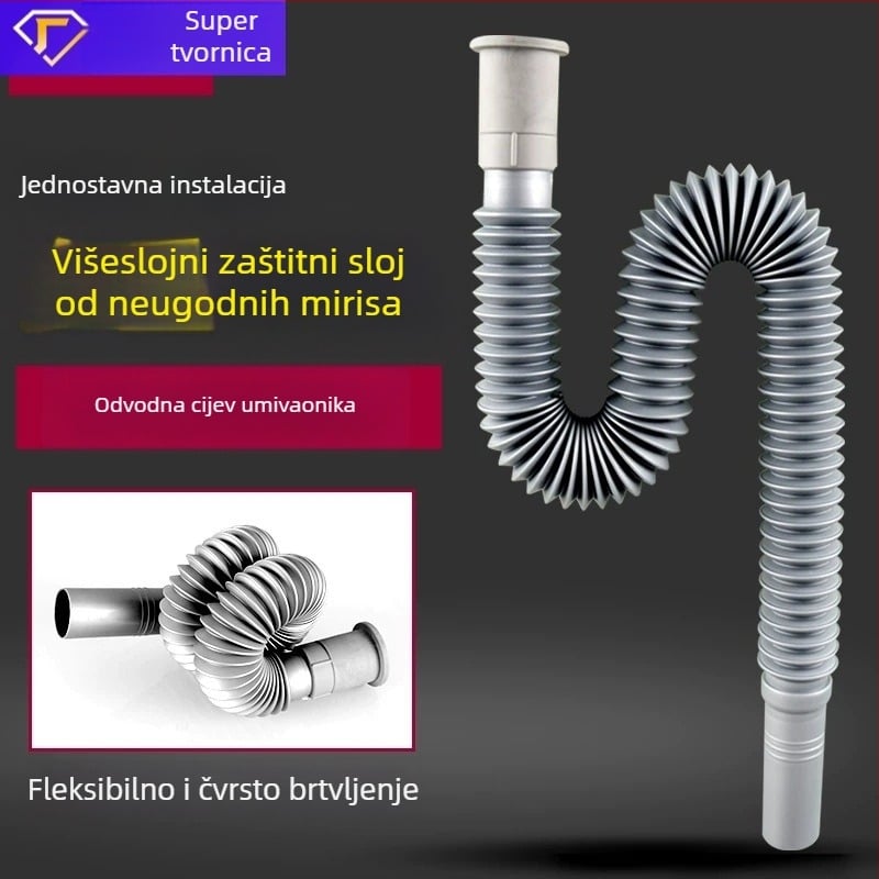 Proširiva S-oblik odvodna cijev za umivaonik – otporna na miris, ABS