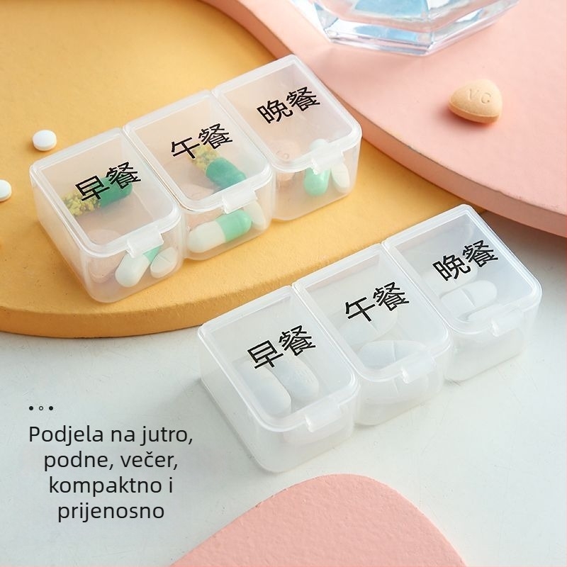 Prijenosna kutija za lijekove sa 3 odjeljka za tri obroka