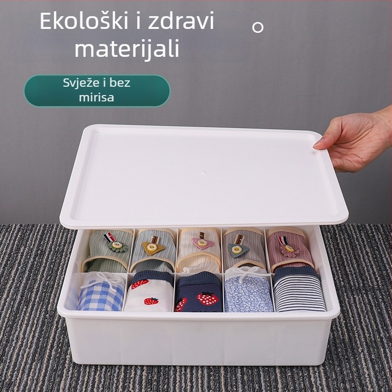 Plastična kutija za pohranu donjeg rublja i čarapa s pregradama za grudnjake