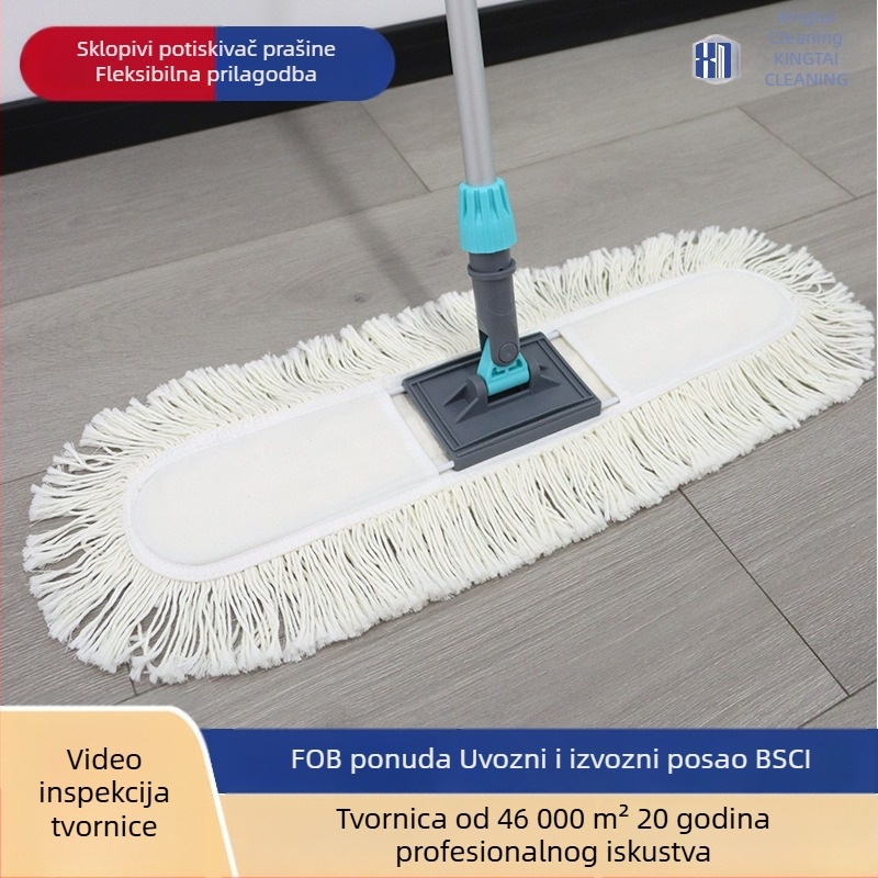 Sklopiva ravna metla od pamučnog vlakna, 60 cm, komercijalna upotreba, zamjenjiva glava mopa