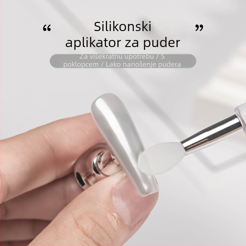 Silikonasti štapić za nokte za nanošenje pigmenta i Aurora praha — višefunkcionalni, ponovno upotrebljivi alat