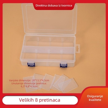Velika 8-odjelna prozirna PP plastična kutija za pohranu nakita i dodataka
