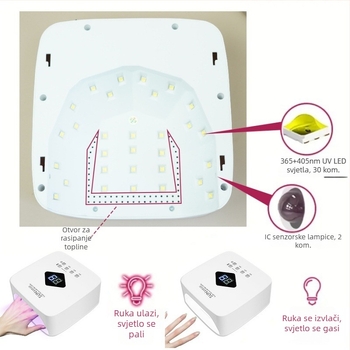Nova S10 30-LED 120W UV/LED lampa za nokte, punjiva, sušenje gel laka i inteligentni senzor