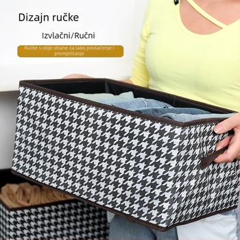 Kutija za odlaganje odjeće s uzorkom houndstooth, sklopiva i slagiva, 23L, 40×28×20 cm