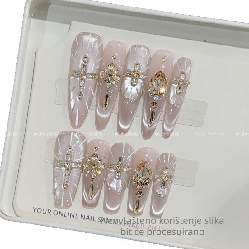 Divine Realm Radiance - Ručno izrađeni visokokvalitetni Cat Eye nokti za nošenje, elegantna manikura, svestran stil vila