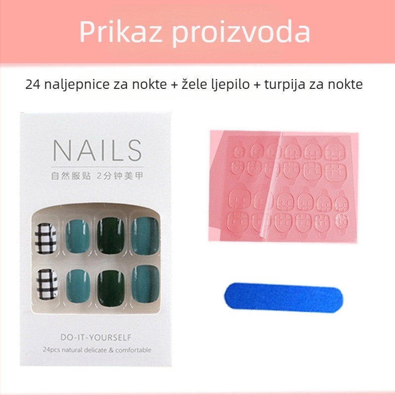 24 komada ultra-dugih baletnih noktiju, crni francuski vrh, umjetni nokti, vodootporni i skidivi