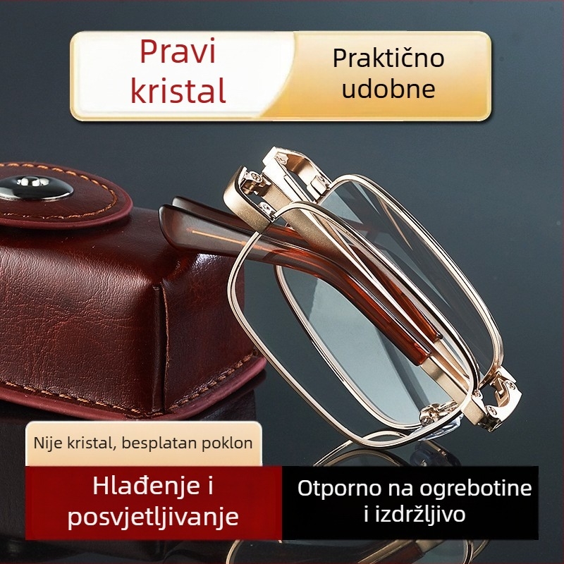 Sklopive naočale za čitanje, unisex, kristalno jasne HD, otporne na habanje i ogrebotine