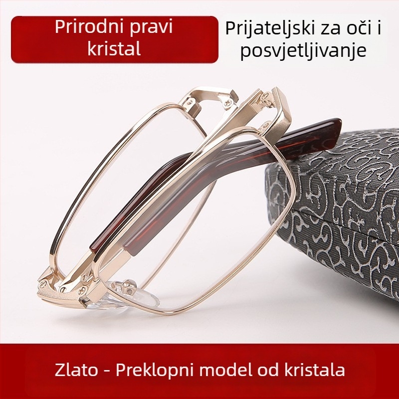 Sklopive naočale za čitanje, unisex, kristalno jasne HD, otporne na habanje i ogrebotine