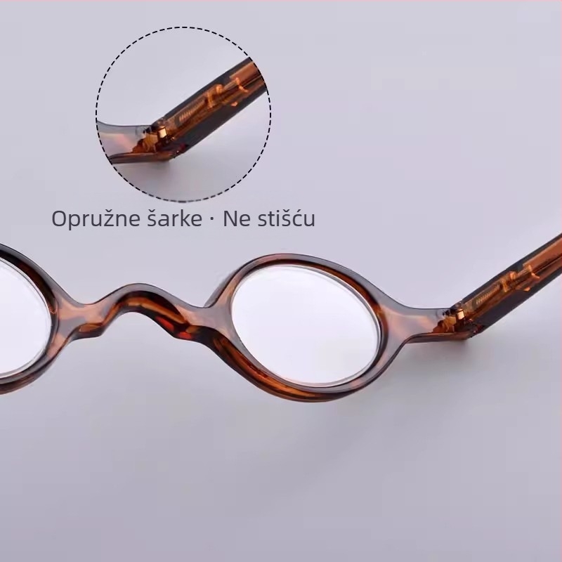 Retro naočale za čitanje s malim okruglim okvirima, zaštita od plavog svjetla, za prezbiopiju, ultra lagane za srednje i starije osobe.