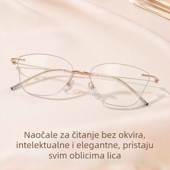 Bezokvirne naočale za čitanje s anti-plavim svjetlom, ultra lagane, ženske modne naočale za blizinu i daljinu vida, model 5703