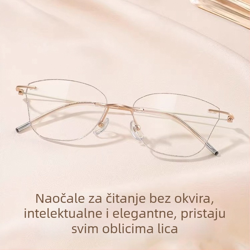 Bezokvirne naočale za čitanje s anti-plavim svjetlom, ultra lagane, ženske modne naočale za blizinu i daljinu vida, model 5703