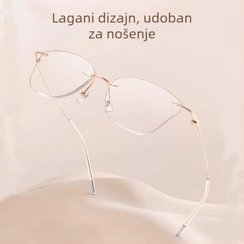 Bezokvirne naočale za čitanje s anti-plavim svjetlom, ultra lagane, ženske modne naočale za blizinu i daljinu vida, model 5703