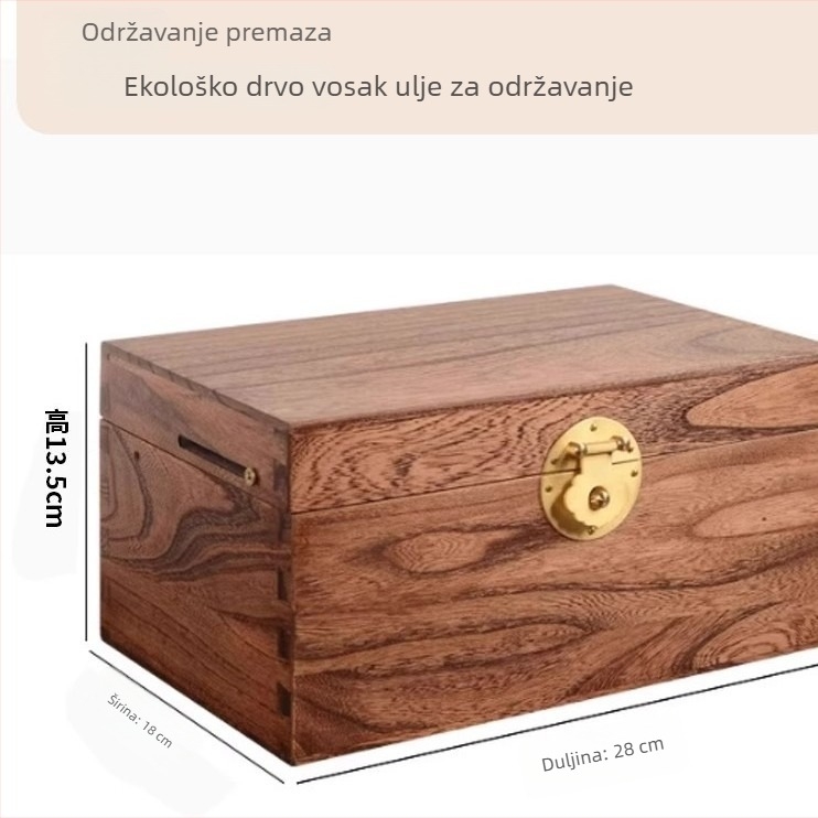 Kutija za nakit od crnog oraha, kineski stil, jednostavan dizajn, višeslojni organizator s odjeljcima za ogrlice i narukvice
