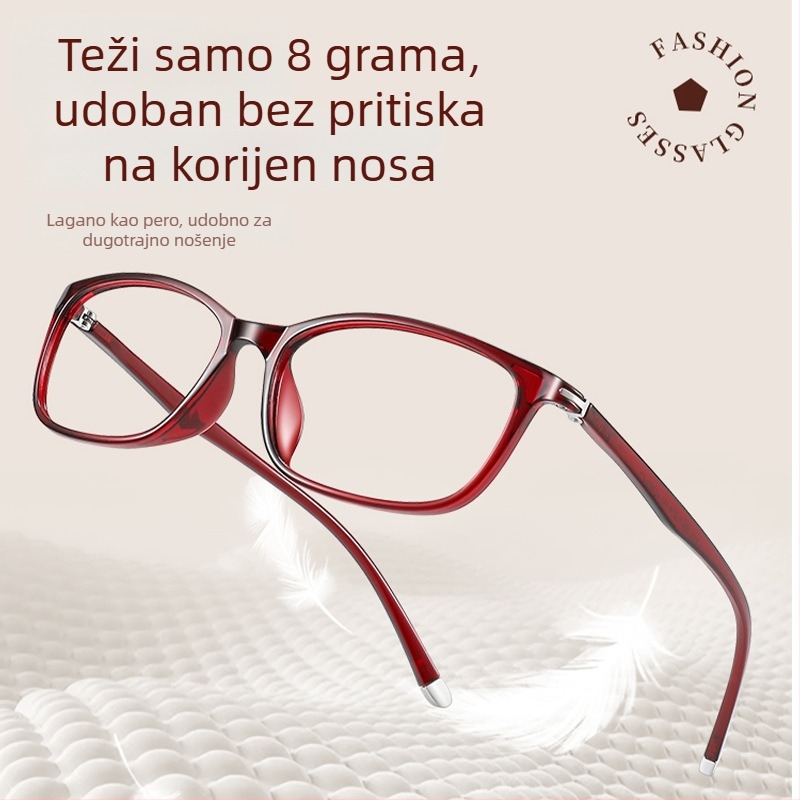 Izuzetno lagane naočale za čitanje s zaštitom od plavog svjetla za žene, model 96003, elegantne i mladenačke TR90 naočale
