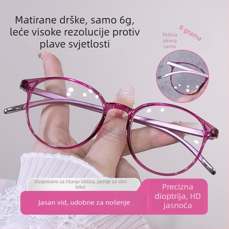 Visokokvalitetne naočale za čitanje za žene srednje dobi i starije, zaštita od plavog svjetla, ultra lagane, vintage stil, okrugla rama