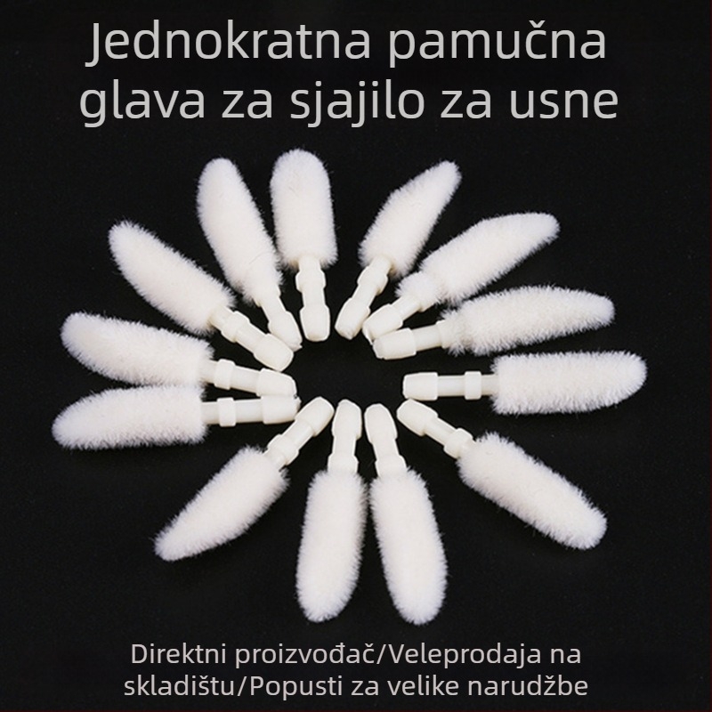 Jednokratna flokirana glava četkice za usne s štapićem – zamjenski dio za četkicu za usne, punjenje za šminku i čišćenje
