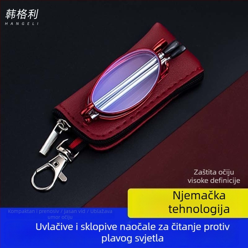 Naočale za čitanje protiv plavog svjetla, sklopive teleskopске šipke, okrugli metalni okvir, za odrasle