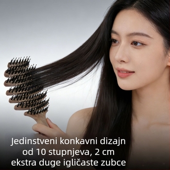 Drvena češalj s dlačicama od borove šišarke, njega kose, masaža vlasišta, glatke vlasi, volumen, zračni jastuk, za žene