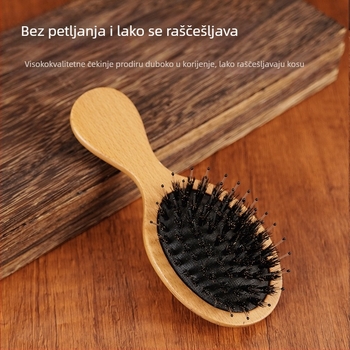Lagani, prijenosni češalj s zračnim jastučićem za masažu vlasišta, s dlačicama od divljeg svinja i najlonskim češljem za glađenje kose