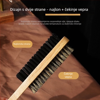 Dvostruka četka za bradu s drvenim kućištem i mekanim dlačicama