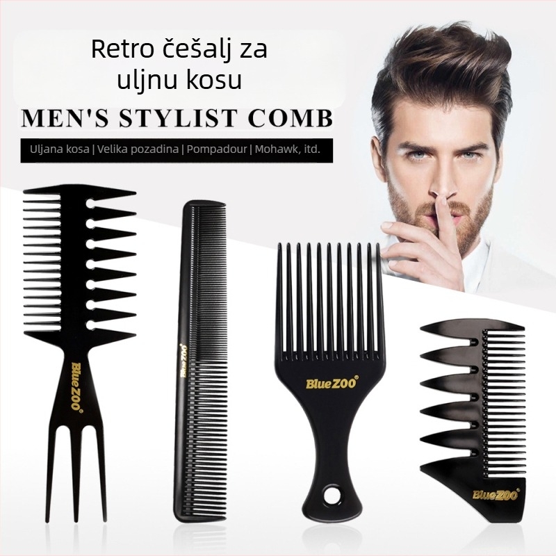 BlueZOO muški retro set češljeva za kosu, 4 kom, 2 boje