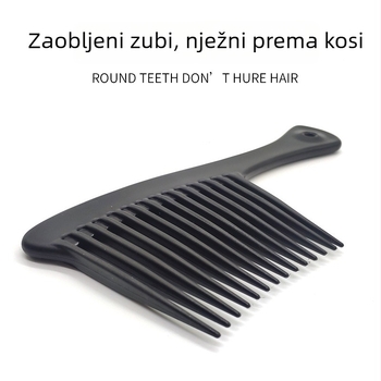 Plastični češalj za kosu s velikim широким zubima, u obliku sjekire, za kućnu upotrebu.
