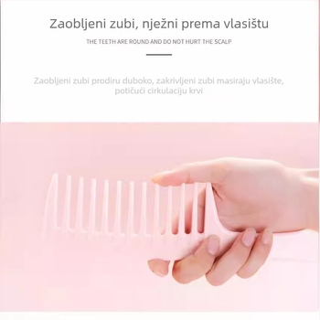 Wanfei češalj za kosu s širokim zubima za guste vlasi – velike valove, masaža vlasišta, plastični ABS