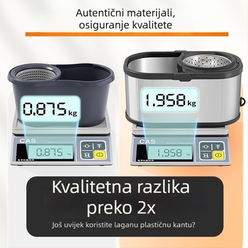 Rotirajuća kanta za mop od nehrđajućeg čelika za kućnu upotrebu, bez dodirivanja rukama, dvostruka uporaba za suho i mokro brisanje, čišćenje jednim korakom