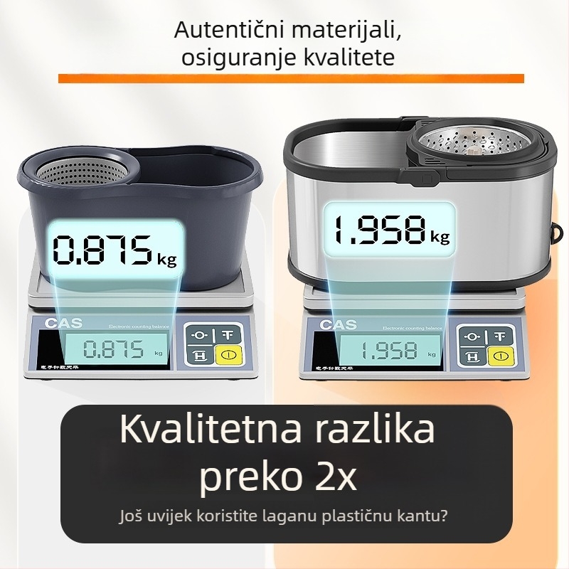 Rotirajuća kanta za mop od nehrđajućeg čelika za kućnu upotrebu, bez dodirivanja rukama, dvostruka uporaba za suho i mokro brisanje, čišćenje jednim korakom