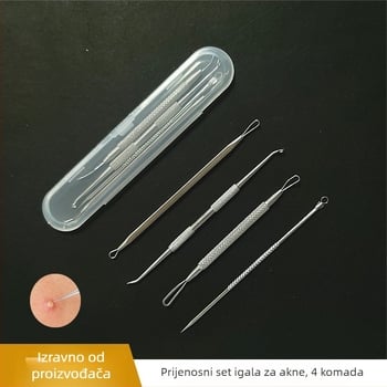 Set od 4 komada nehrđajućeg čeličnog alata za ekstrakciju akni, dvostrani vrhovi