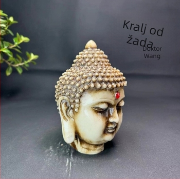 Nefrit Buddha glava – skulptura od kamena, dekor za dom i ured, poklon za useljenje