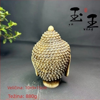 Nefrit Buddha glava – skulptura od kamena, dekor za dom i ured, poklon za useljenje