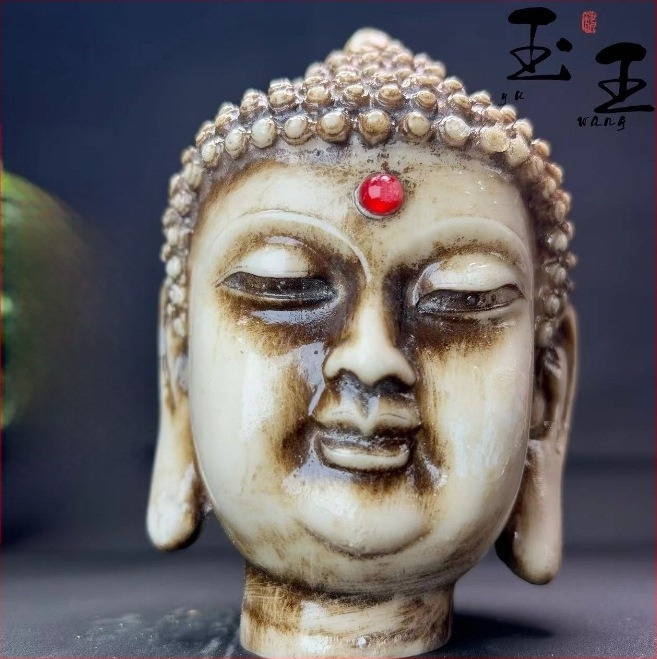 Nefrit Buddha glava – skulptura od kamena, dekor za dom i ured, poklon za useljenje