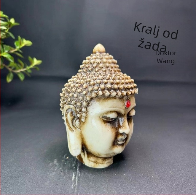 Nefrit Buddha glava – skulptura od kamena, dekor za dom i ured, poklon za useljenje
