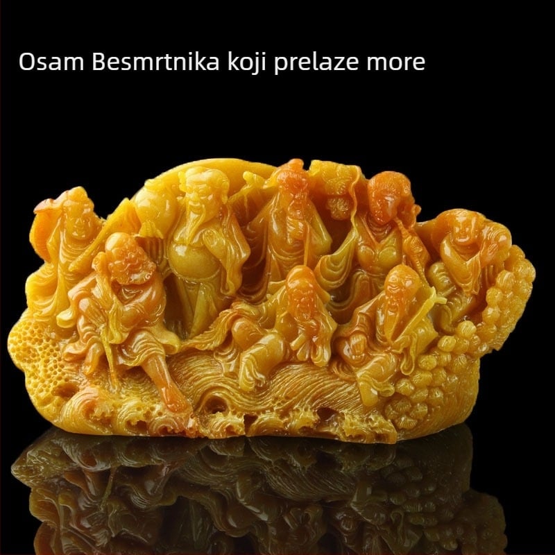 Žadna skulptura: Osam besmrtnika prelazi more, kamen Shoushan i Furong, za dom i ured