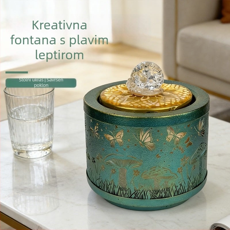 Novi kineski stil – ukras od željeza s leptirima i cvijećem, fontana s tekućom vodom, jednostavan dekor dnevnog boravka, talisman blagostanja