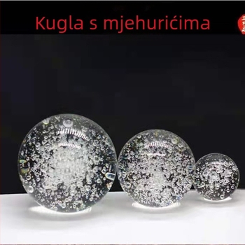 Krištalna kugla s mjehurićima – prozirna staklena kugla za dekoraciju u uredu i domu, moderni minimalistički stil