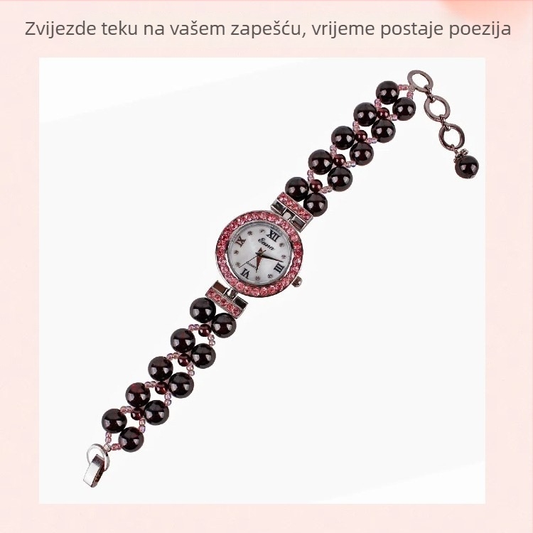 Ženski kvarcni sat s narukvicom od granata i rubina – elegantno luksuzno poklon