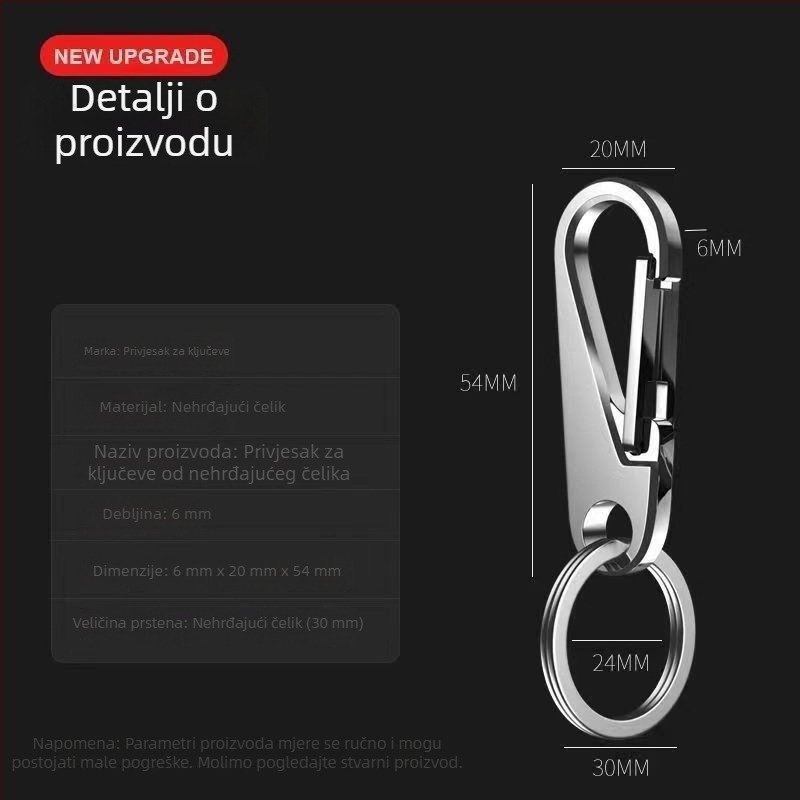 Ključevna privjesak od 304 nehrđajućeg čelika s kopčom za zaključavanje, ekstra debela, muški privjesak, vrhunska kvaliteta