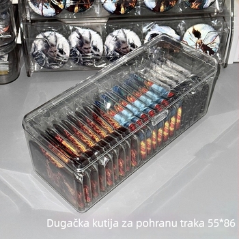 Prozirna akrilna kutija za pohranu i izlaganje značke Nezha, zaštita od prašine, dugačko pravokutno postolje