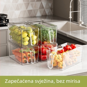 Z2655 Kutija za pohranu hrane u hladnjaku, PET, velika kapaciteta, ladica s držakom, prozirna