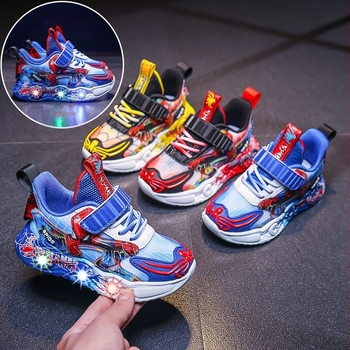 Svjetleće dječje tenisice za trčanje s prozračnim gornjim dijelom, unisex, Velcro zatvarač, gumeni potplat, PU + mreža gornji dio, veličine od djece do tinejdžera