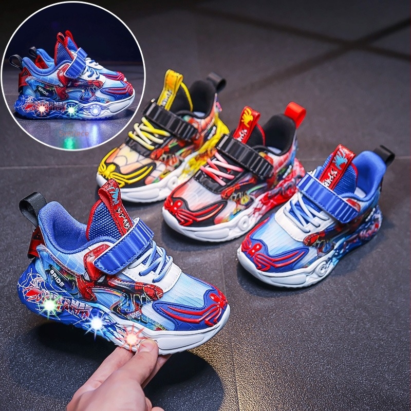 Svjetleće dječje tenisice za trčanje s prozračnim gornjim dijelom, unisex, Velcro zatvarač, gumeni potplat, PU + mreža gornji dio, veličine od djece do tinejdžera