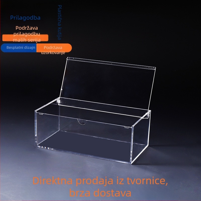 Prozirna PS plastična pravokutna kutija za skladištenje i prikaz s poklopcem, dimenzije 160×85×60 mm