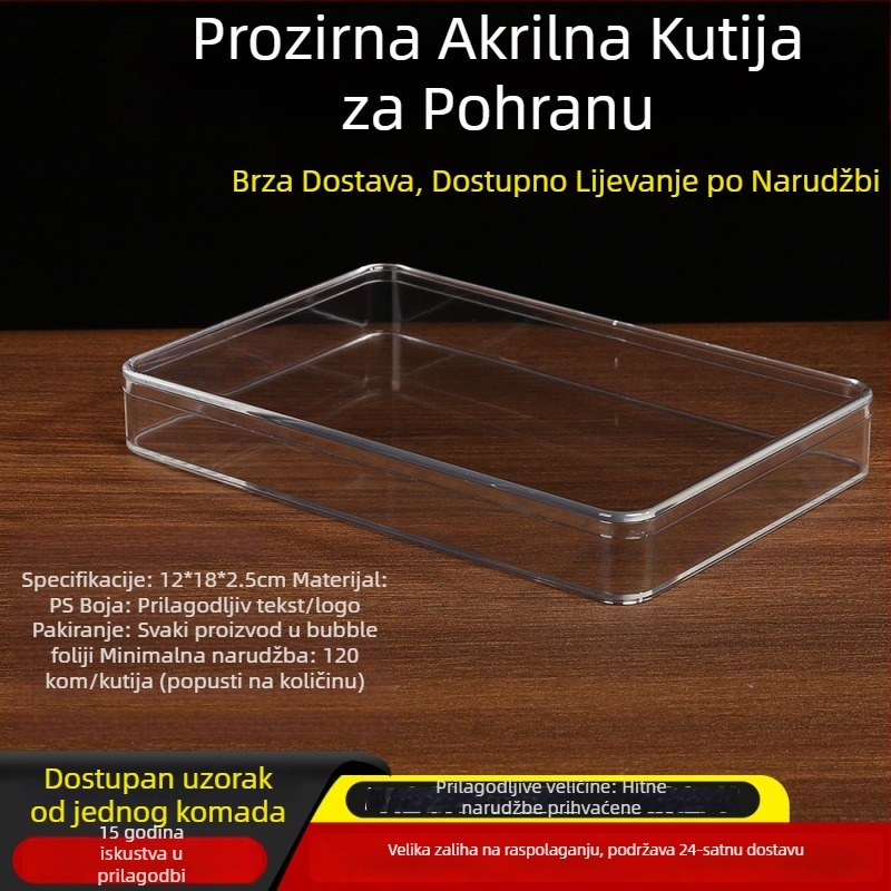 Kutija od plastike pravokutnog oblika s prozirnim akrilom za grickice i kekse, stolno skladištenje i izlaganje